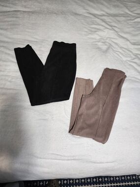 Suede-Look Leggings Duo - Black & Taupe SHEIN